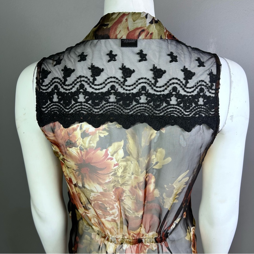 Wet Seal top Medium vintage sheer floral lace blouse romantic goth emo 90s - Picture 4 of 13